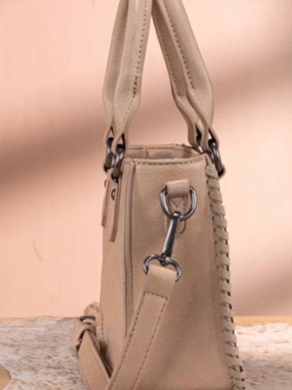 Trinity Ranch Floral Tooled Mini Tote Crossbody Tan NWT - Picture 4 of 7